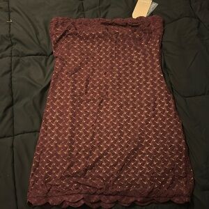 burgundy Amadea knit mini dress
